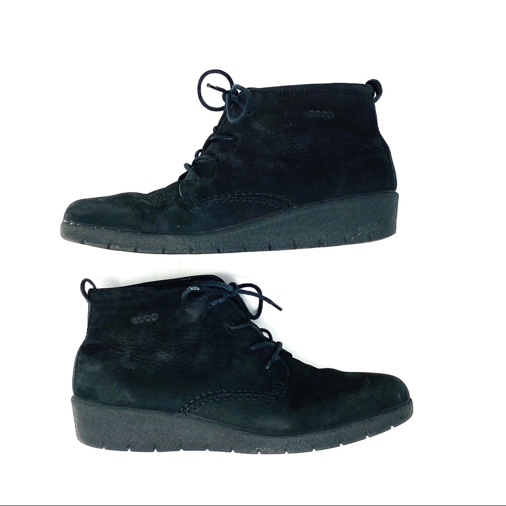 ECCO Skyler Black Nubuck Wedge Chukka Ankle Boots EU 39 US 8-8.5
